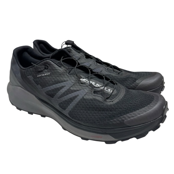 Salomon  Sense Ride 4 Trail Running Shoes Sneakers Auto Laces Mens Sz 11 Black main image 8